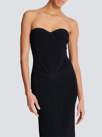 Robe longue bustier en maille - Noir