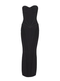 Robe longue bustier en maille - Noir