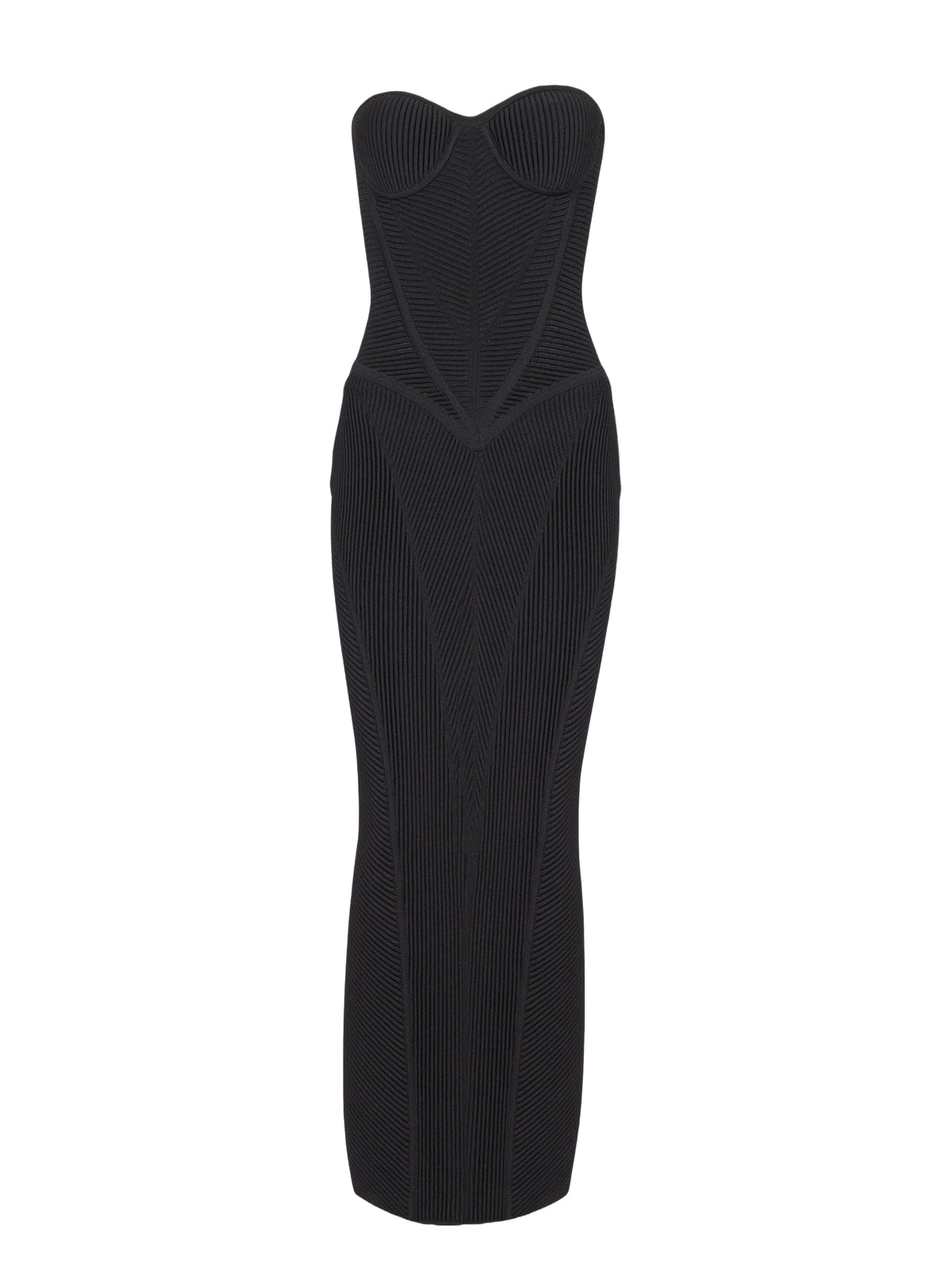Robe longue bustier en maille - Noir