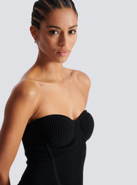 Robe bustier longue en maille - Noir