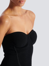 Robe longue bustier en maille - Noir