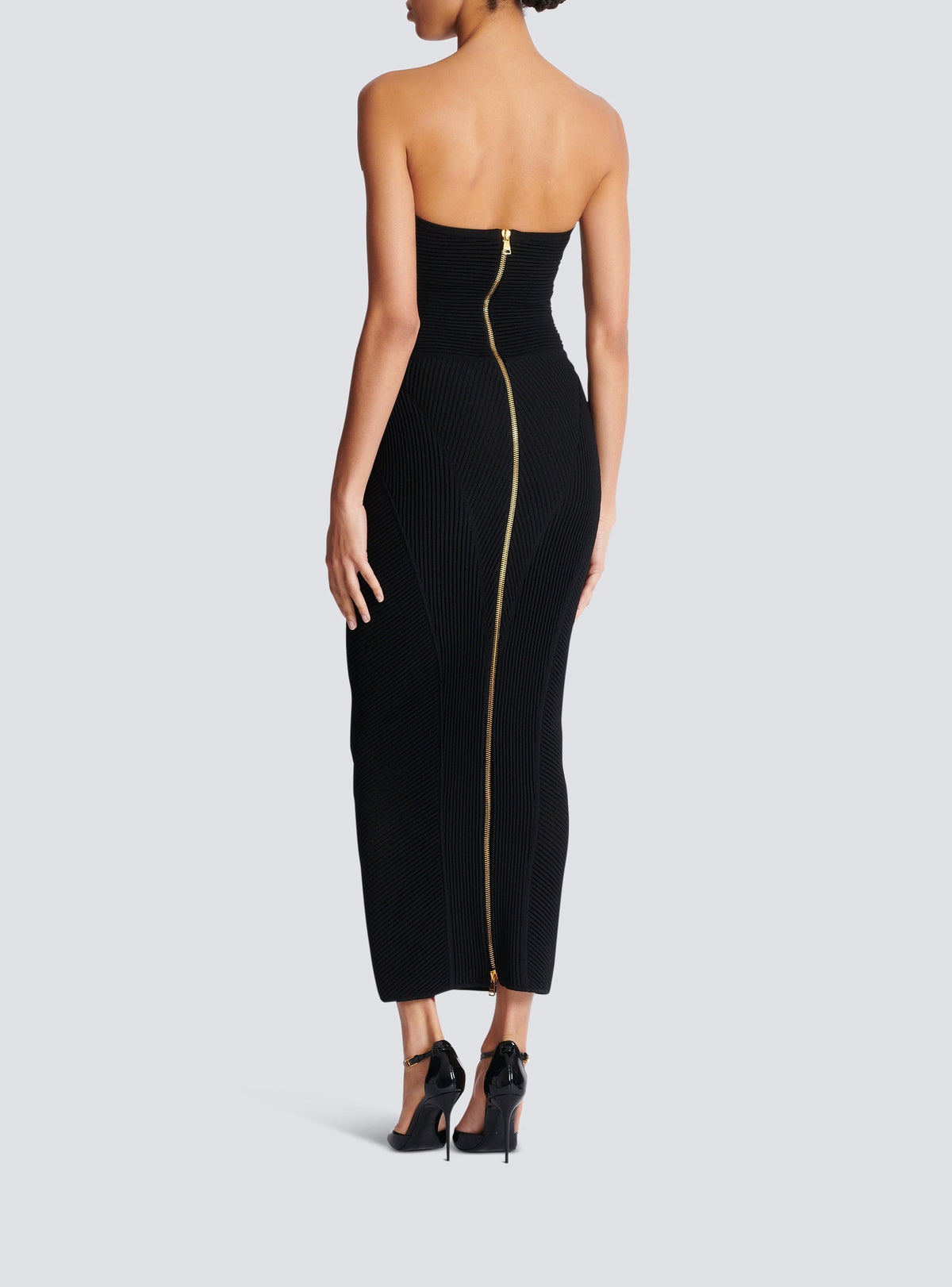 Robe longue bustier en maille - Noir