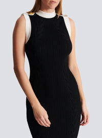 Long cable-knit dress - Black & White