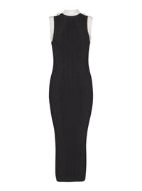 Long cable-knit dress - Black & White