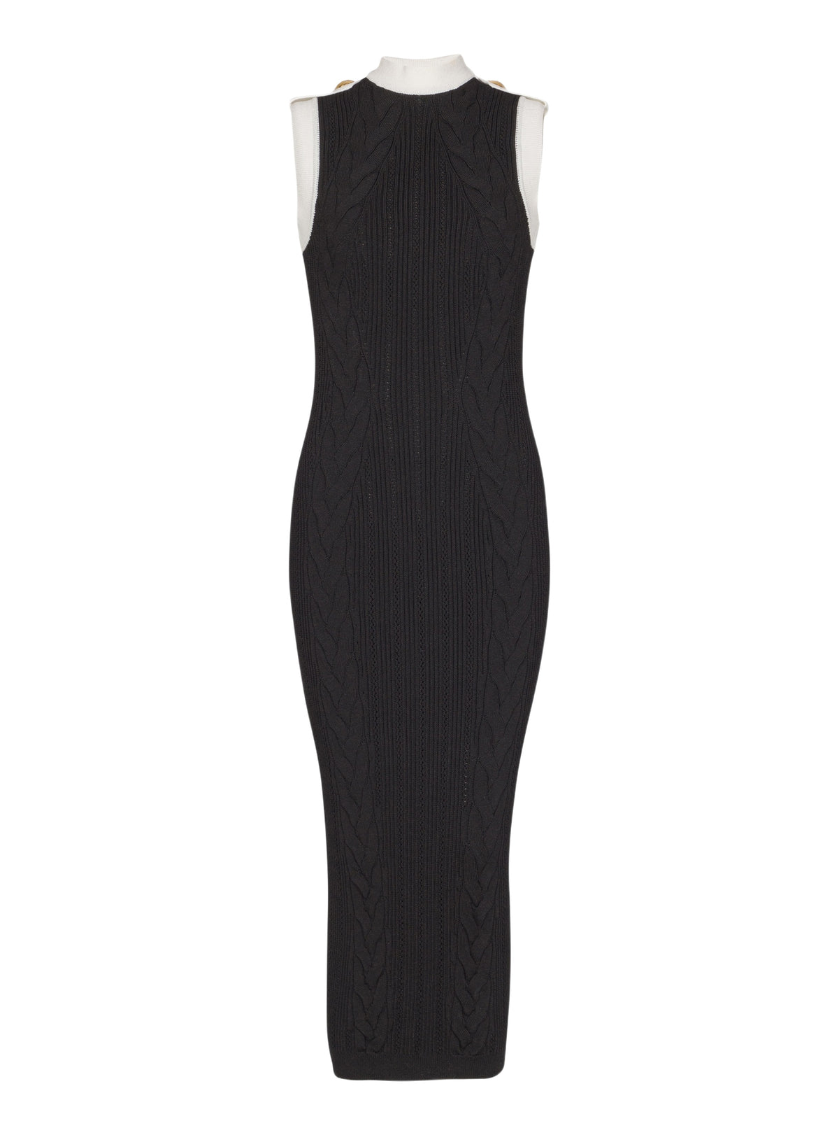 Long cable-knit dress - Black & White