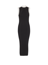 Robe longue bicolore en maille torsadée - Noir & Blanc