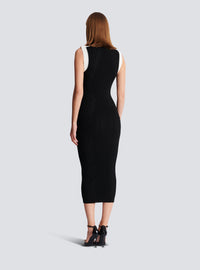 Robe longue bicolore en maille torsadée - Noir & Blanc