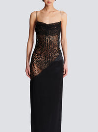 Robe fluide à bretelles fines  - Noir