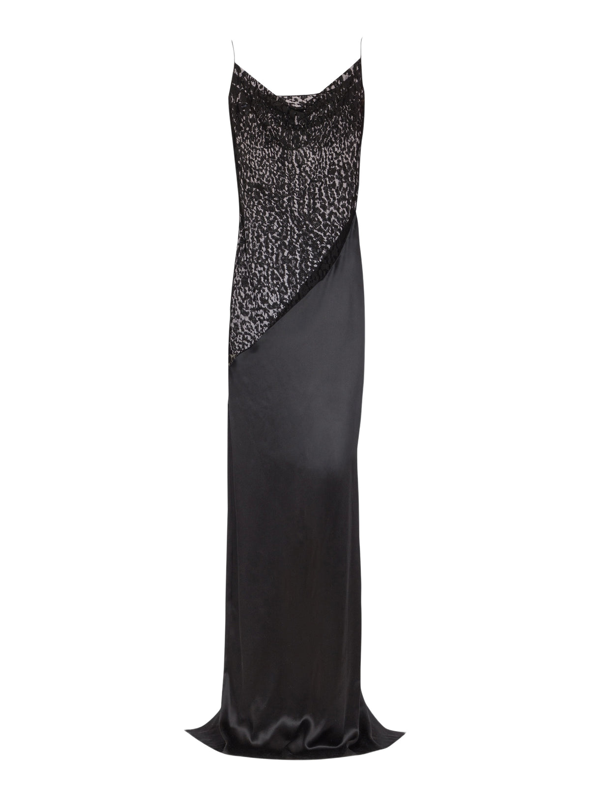 Long flowing silk dress with straps - Black