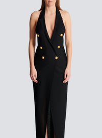 Robe longue dos-nu en maille - Noir
