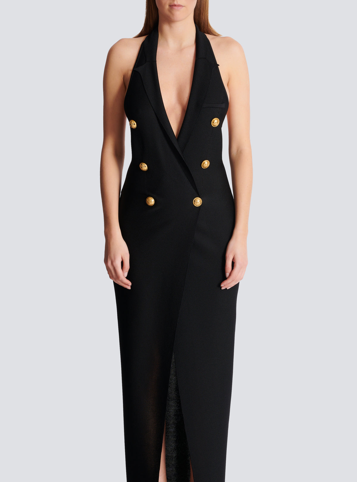 Robe longue dos-nu en maille - Noir