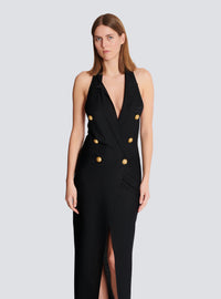 Robe longue dos-nu en maille - Noir