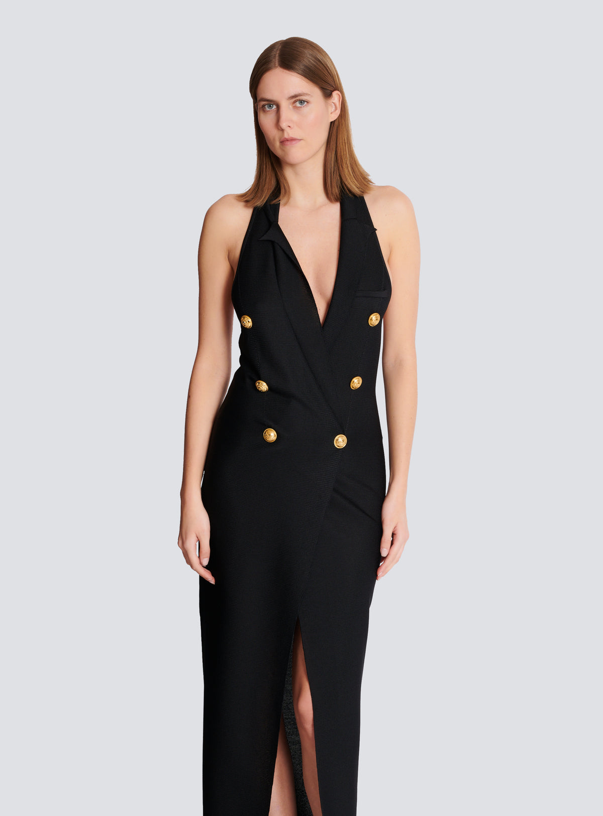 Robe longue dos-nu en maille - Noir