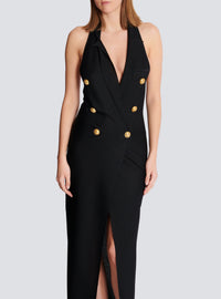 Long backless knit dress - Black