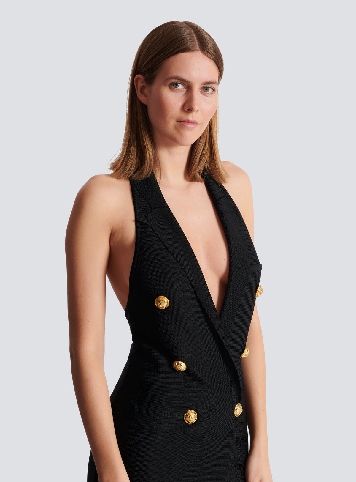 Robe longue dos-nu en maille - Noir