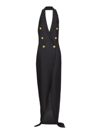 Long backless knit dress - Black
