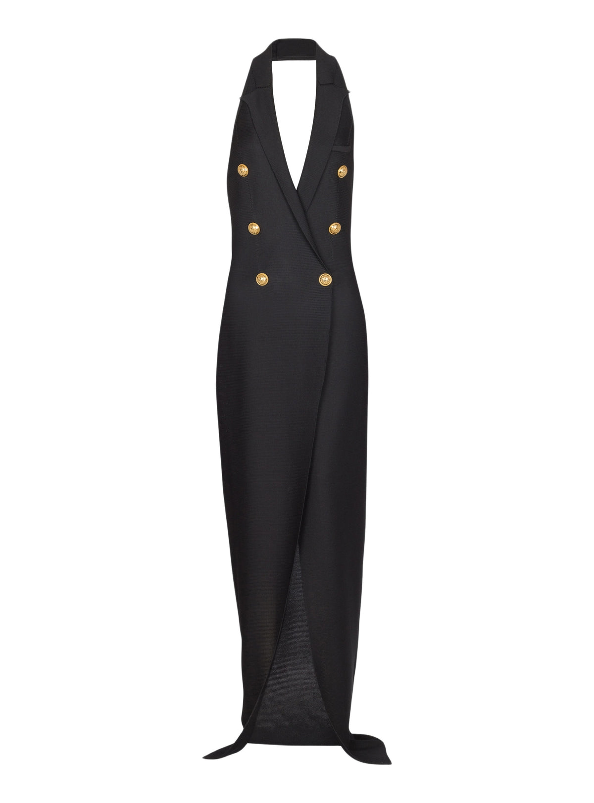 Long backless knit dress - Black