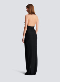 Robe longue dos-nu en maille - Noir