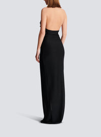 Long backless knit dress - Black