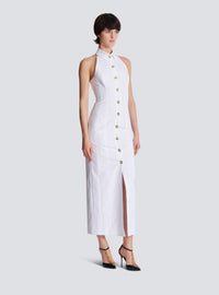 Robe bodycon dos-nu en popeline  - Blanc