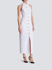 Robe longue dos-nu en popeline - Blanc
