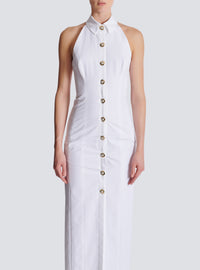 Robe bodycon dos-nu en popeline  - Blanc