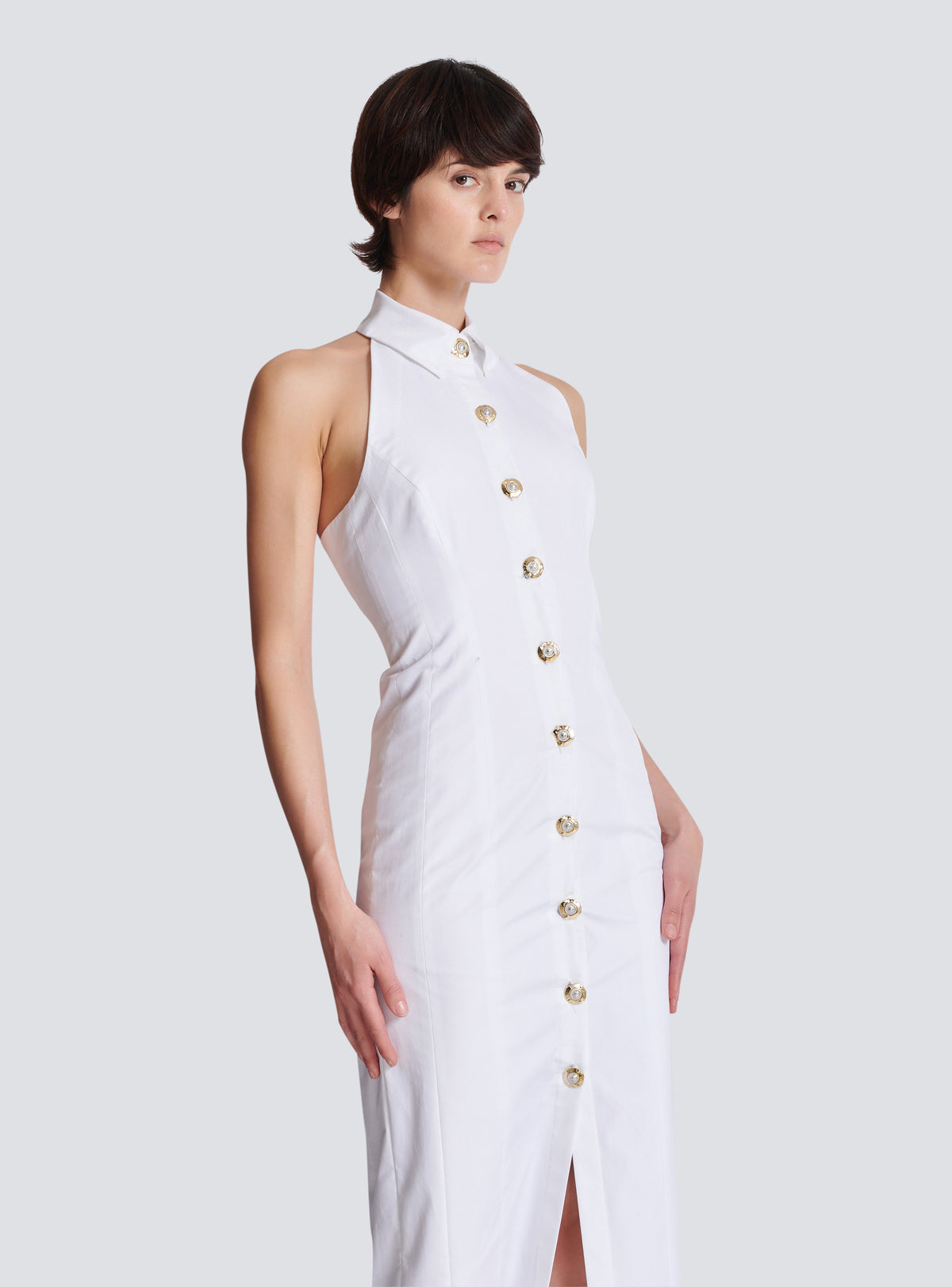 Robe bodycon dos-nu en popeline  - Blanc