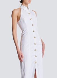 Robe longue dos-nu en popeline - Blanc