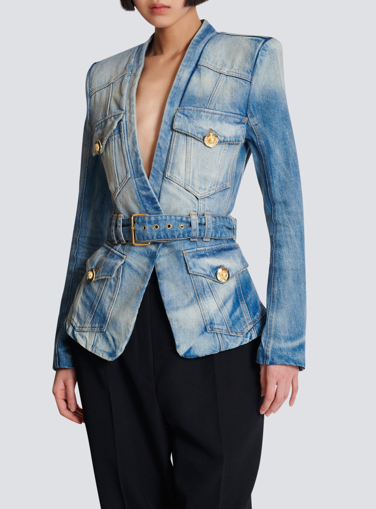 Belted denim jacket - Light Jean Blue