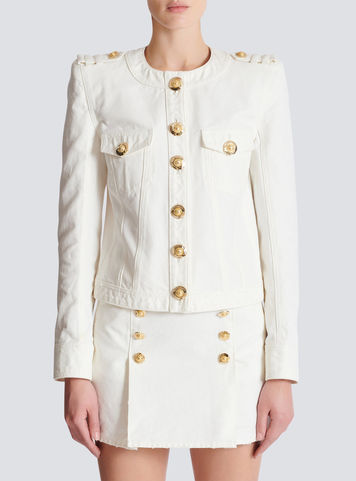 Veste courte en toile de coton - Blanc Cassé