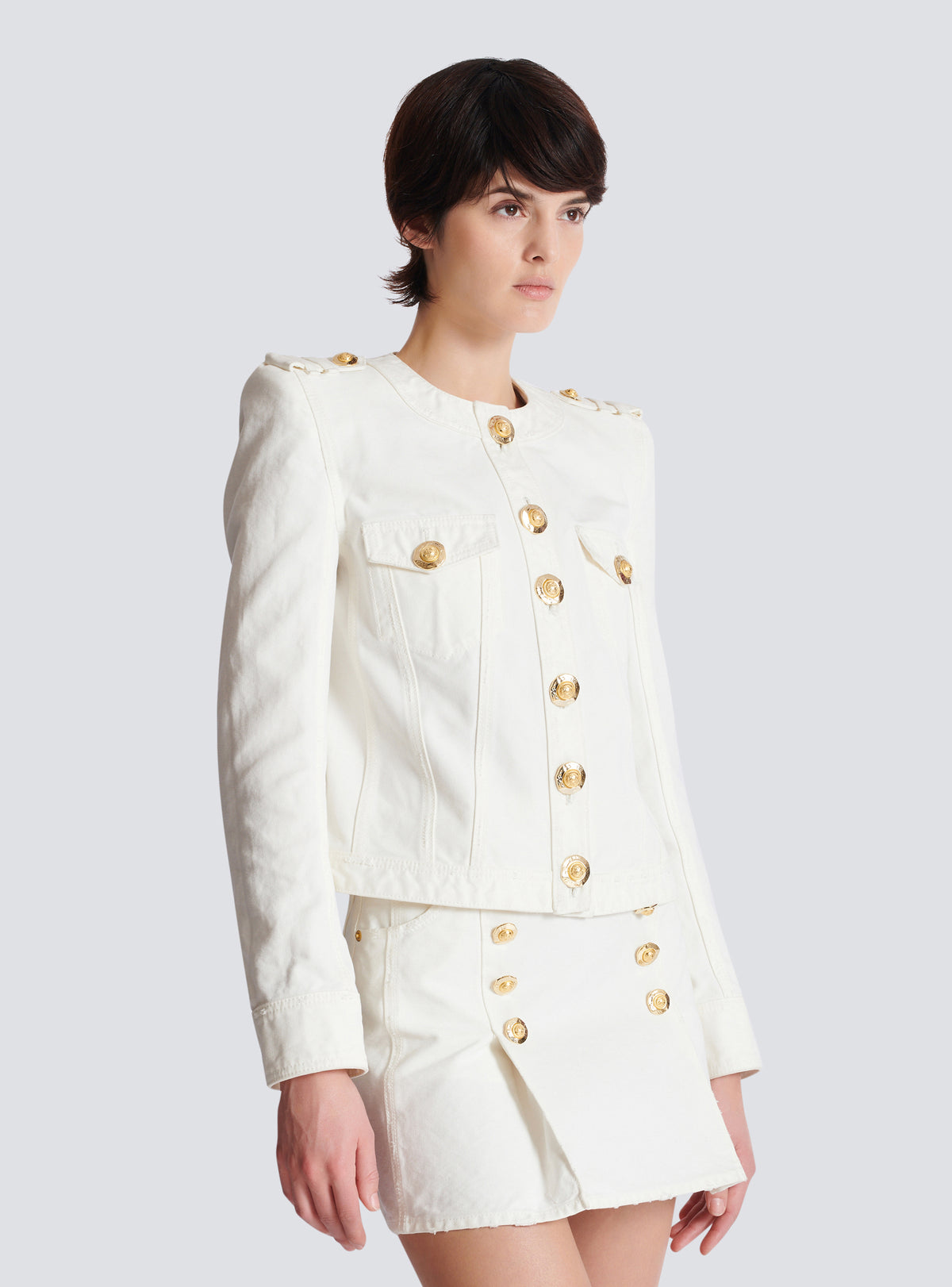 Veste courte en toile de coton - Blanc Cassé