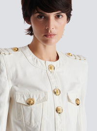 Veste courte en toile de coton - Blanc Cassé
