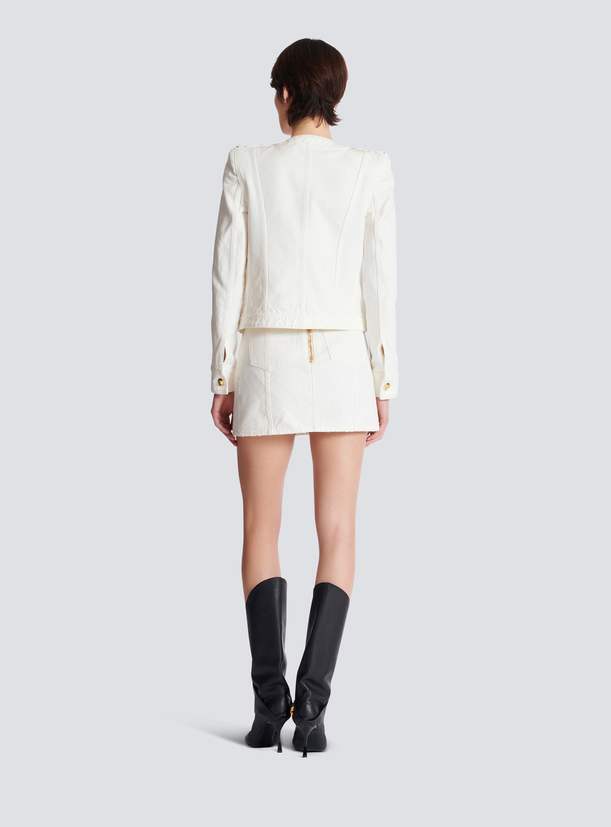 Veste courte en toile de coton - Blanc Cassé