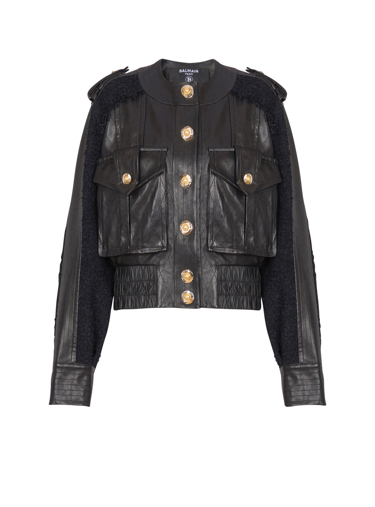 Leather and tweed bomber jacket - Black & Black