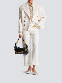Short wool pea coat - White