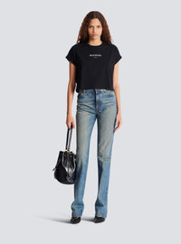 T-shirt court avec imprimé balmain - Noir & Blanc