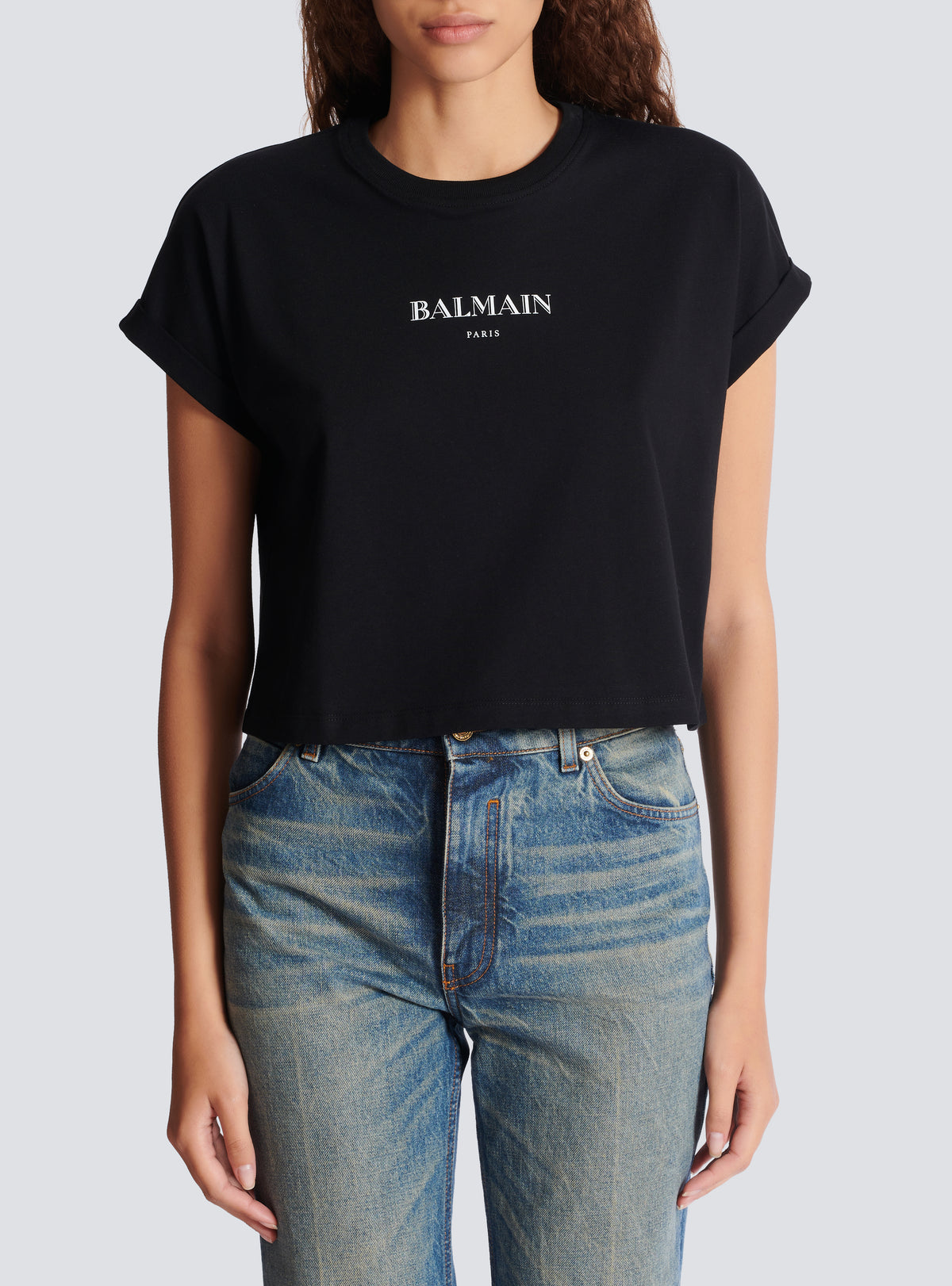 T-shirt court avec imprimé balmain - Noir & Blanc