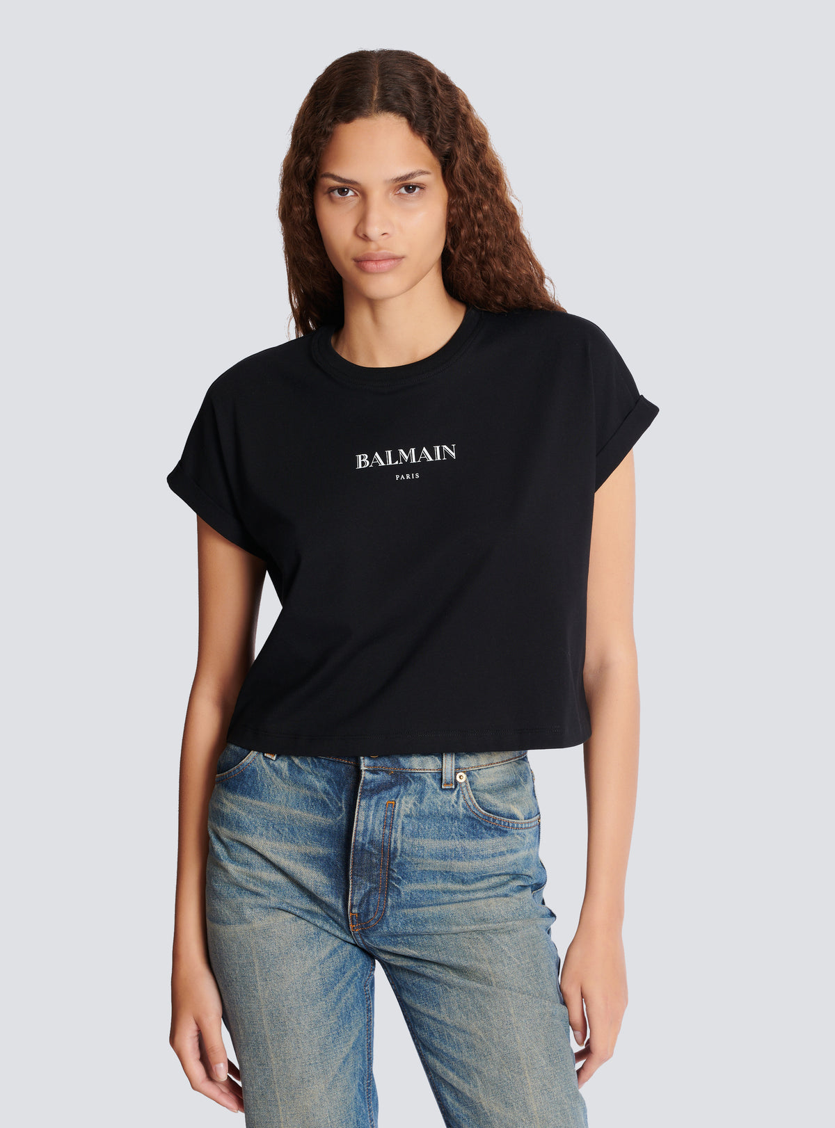 T-shirt court avec imprimé balmain - Noir & Blanc