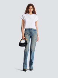 T-shirt court avec imprimé balmain - Blanc & Noir
