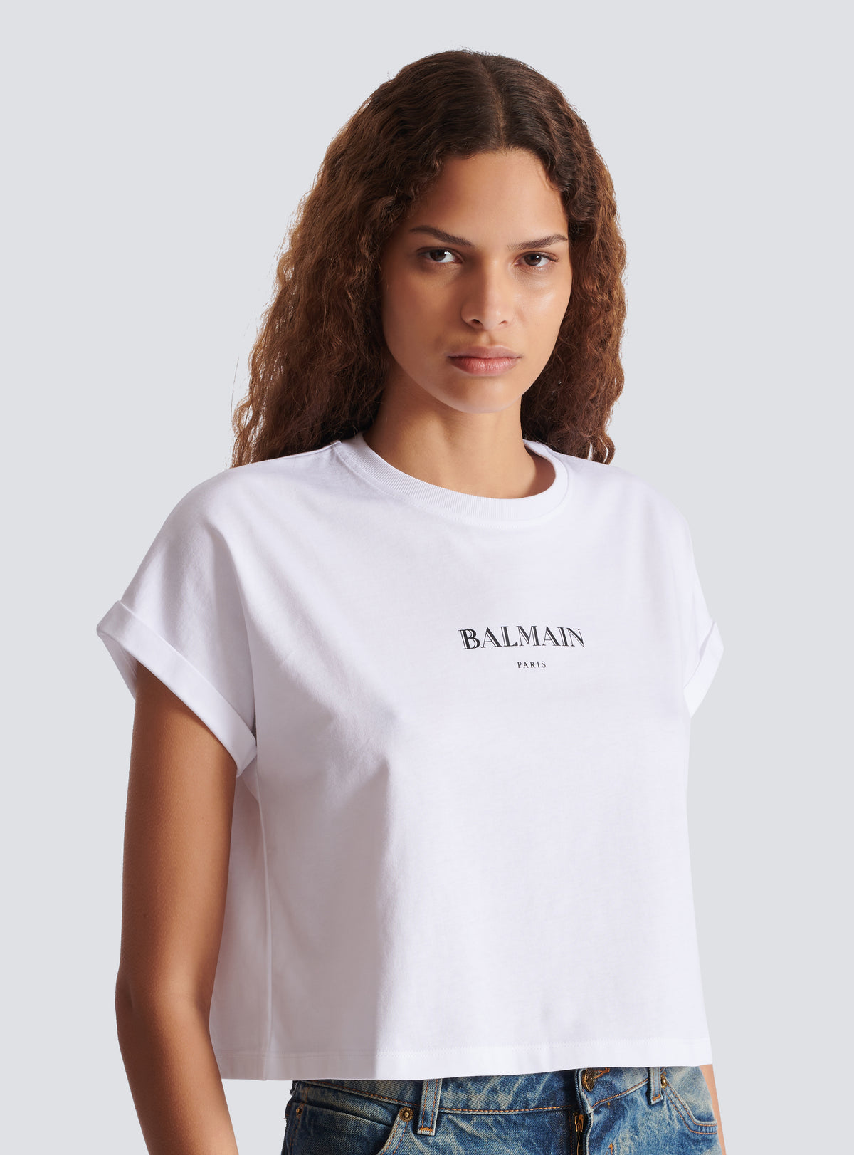 T-shirt court avec imprimé balmain - Blanc & Noir