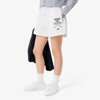 Short imprimé à cordon - Blanc