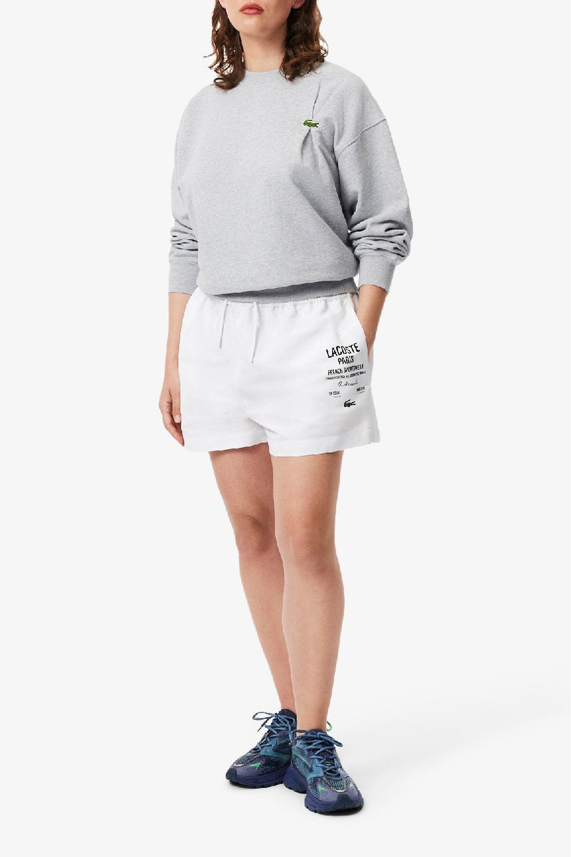 Short imprimé à cordon - Blanc