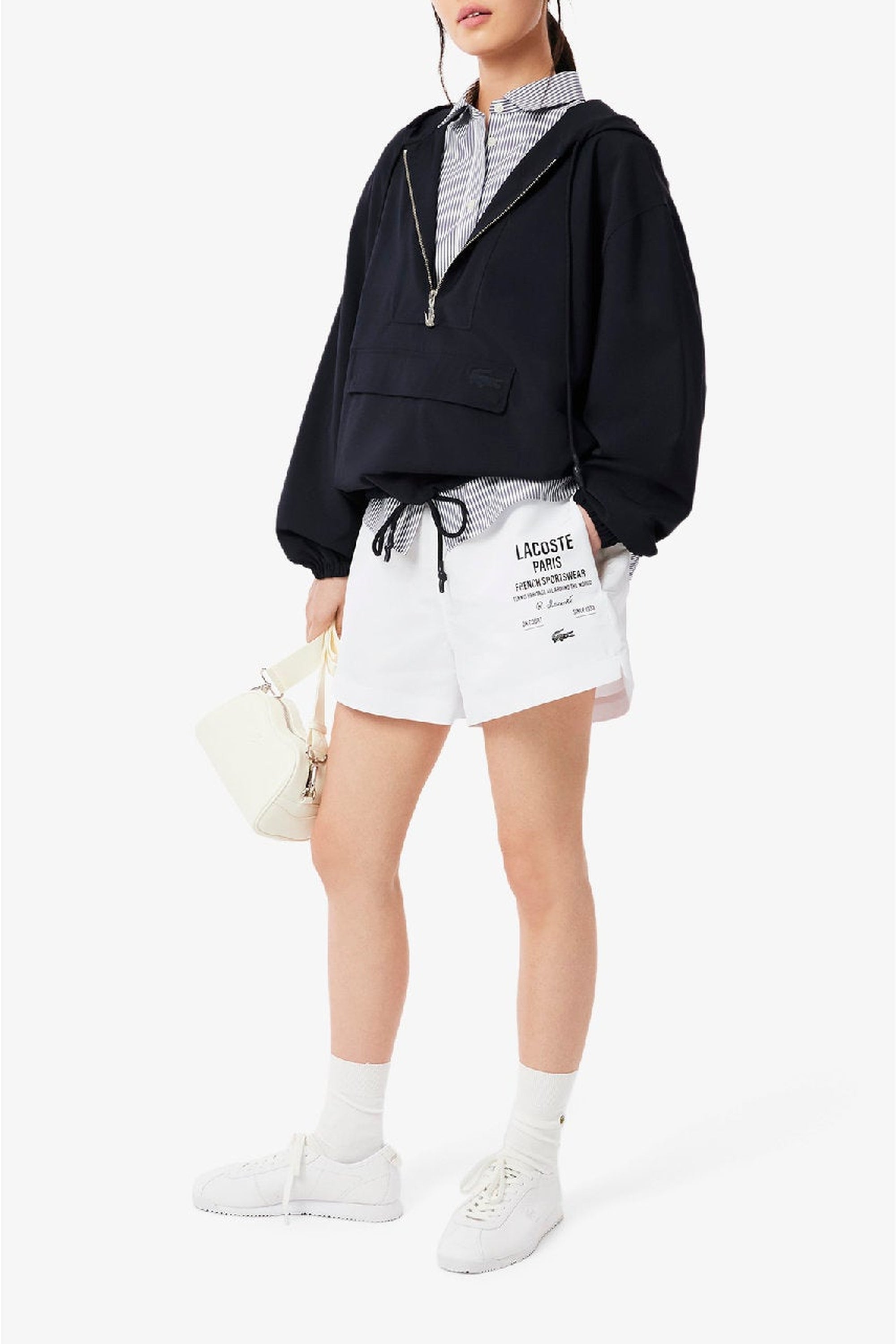 Short imprimé à cordon - Blanc