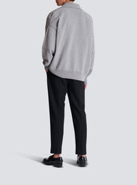 Pull polo en cachemire - Gris Chiné & Marine