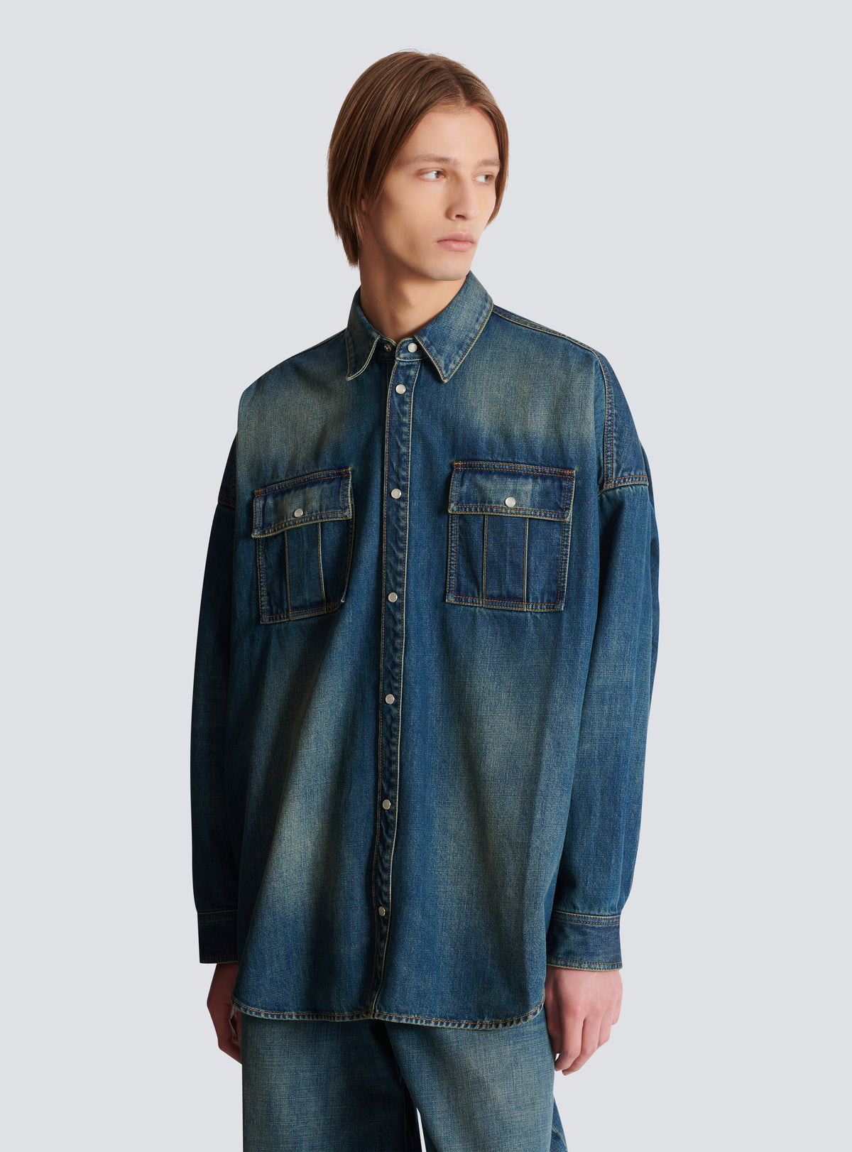 Chemise en denim - Bleu Jean Fonce
