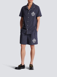Striped poplin shirt - Navy Blue & White