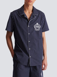 Striped poplin shirt - Navy Blue & White