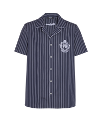 Chemise pyjama en popeline à rayures - Bleu Marine & Blanc