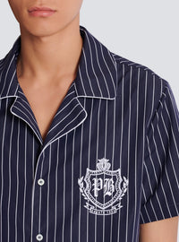 Striped poplin shirt - Navy Blue & White