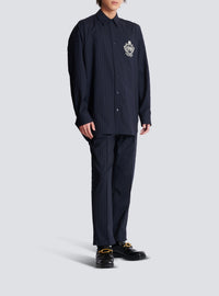 Striped wool shirt - Navy & White